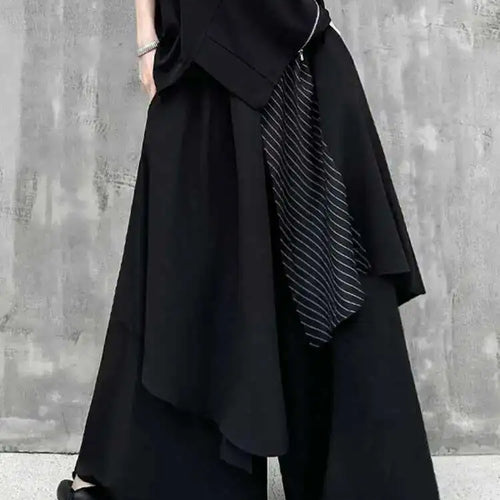 Load image into Gallery viewer, High Elastic Waist Black Striped Irregular Wide Leg Pants New Loose Fit Trousers Women Fashion Spring Autumn 2025 1DF7892

