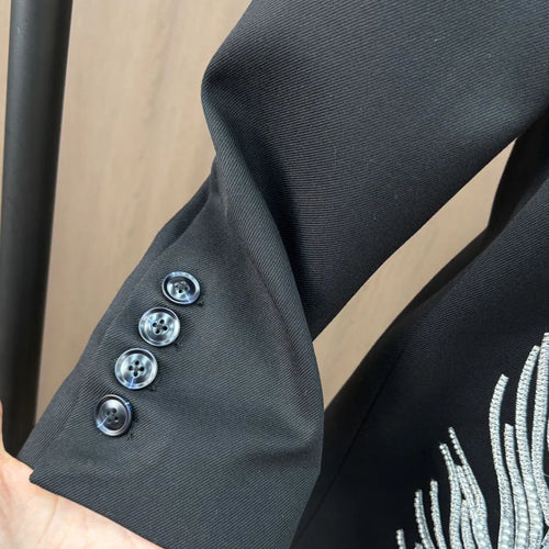 Load image into Gallery viewer, Hit Color Patchwork Feather Chic Blazer For Women Notched Long Sleeve Spliced Pockets Elegant Coats Female Fashion
