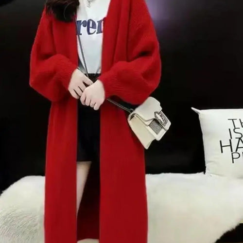 Load image into Gallery viewer, Autumn Winter Korean Fashion 2024 New Solid Elegant Long Sleeves Crochet Sweater Women V Neck Cardigan Knitting Tops Simplicity
