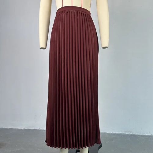 Load image into Gallery viewer, Fashion Skirt Two Piece Sets Women Notched Collar Sleeveless Crop Tops And Midi Skirt Femme Elegant Pleated Skirt Sets
