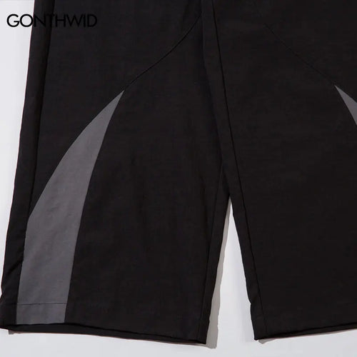 Load image into Gallery viewer, Men Vintage Black Sports Pants Y2K Vintage Patchwork Joggers Baggy Pants Hip Hop Casual Drawstring Waist Quick Drying Trousers
