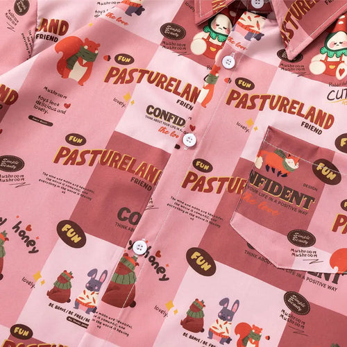 Load image into Gallery viewer, Summer Harajuku Shirts Harajuku Cartoon Graphic Printed Button Up Beach Blouse Streetwear Men Casual Baggy Short Sleeve Tops
