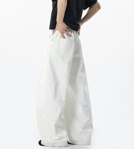 Men' Causal Pants New Korean Style Straight Wide Leg Stylish Handsome Solid Color Trendy Male Loose Bottoms Summer 9W1881