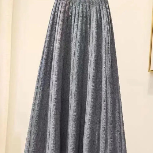 Load image into Gallery viewer, Autumn Winter New Elegant Slim Elastic High Waist A-line Skirt Solid Holiday Striped Big Swing Knitted Skirts Women Popular
