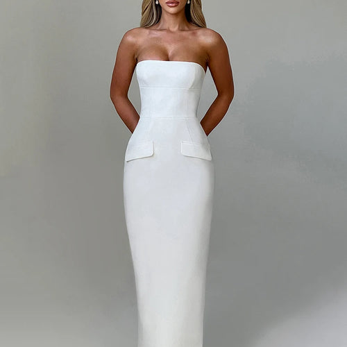 Load image into Gallery viewer, Elegant Strapless Bodycon Zipper Party Club Evening Dress Women Sexy Tight Fitting Backless Sleeveless Female Vestido
