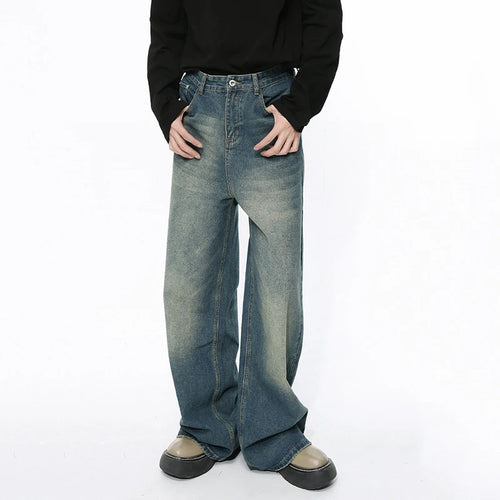 Load image into Gallery viewer, Trendy Men&#39;s Straight Jeans Gradient Color Button Pockets Chic Male Wide Leg Denim Pants Casual Spring 9C4510
