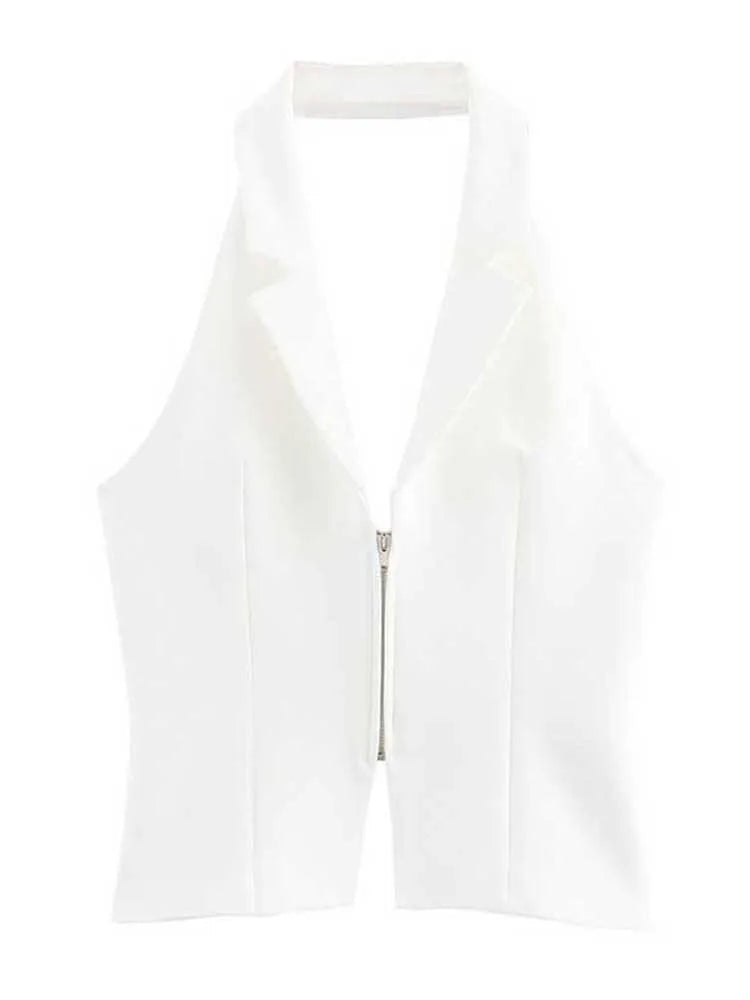 2025 Women Sexy Backless Strapless Halter Corset Tops Side Zipper Lady Slim Camis Female Solid Chic Tops