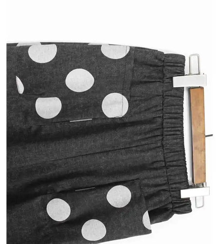 High Elastic Waist Blue Dot Printed Denim Casual Harem Pants New Trousers Women Fashion Tide Spring Autumn 2025 1DJ0083