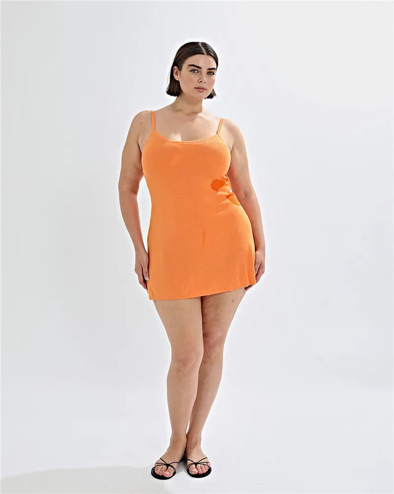 Spaghetti Strap Print Knit Mini Dress For Woman Robe Summer New Sleeveless Backless Beach Holiday Club Dress Knitwear