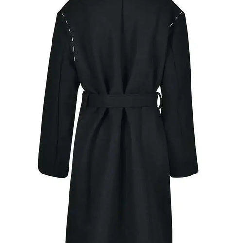 Load image into Gallery viewer, Women Black Topstitched Belted Big Size Trench New Lapel Long Sleeve Windbreaker Fashion Tide Spring Autumn 2025 1DH1762
