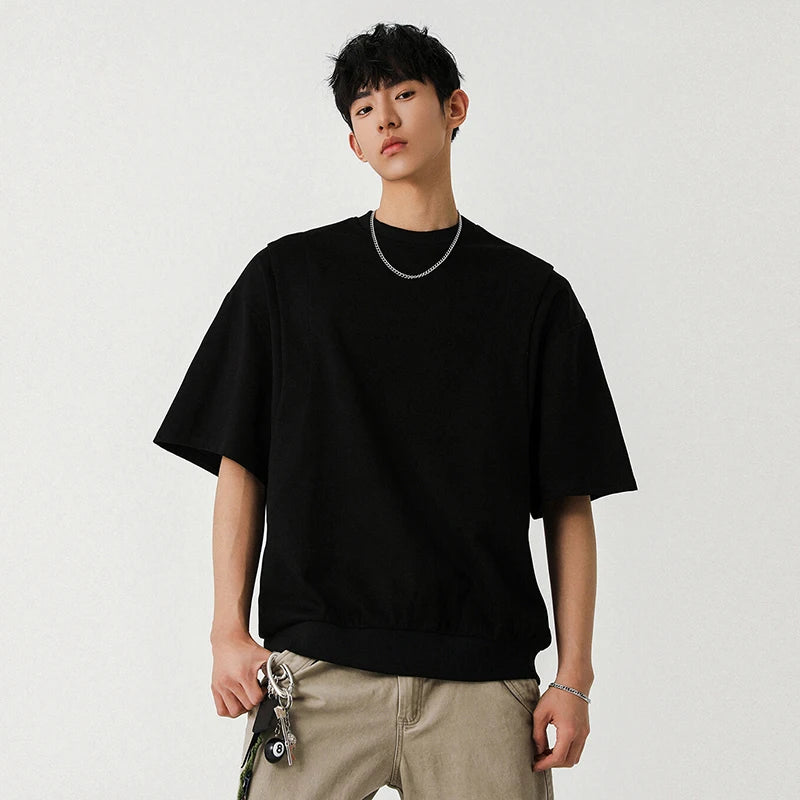 Male T-shirt New Korean Solid Color Simple Trendy O-neck Male Top Pullover Casual Half Sleeve 2025 Summer Tide 9W1301