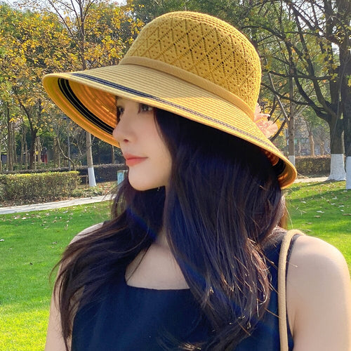 Load image into Gallery viewer, Summer Hats For Women Fashion Flowers Design Straw Hat  Sun Hat Travel Beach Hat

