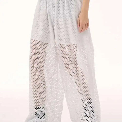 Load image into Gallery viewer, Women White Hollow Out Big Size Long Elegant Shirt Dress New Lapel Sleeveless Fashion Tide Spring Autumn 2025 1DH9424
