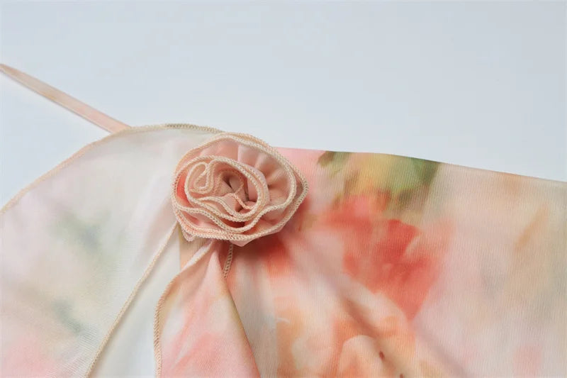 Halter Print Ruffle Sexy Maxi Dress Women Gown Summer New Fashion Sleeveless Backless Ruched Beach Club Party Dress