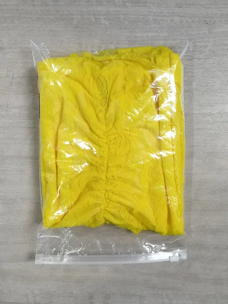 Lace Ruffle Sexy Mini Dress Women Summer New Off-shoulder Backless Sleeveless Draped Ruched  Beach Club Long Dress