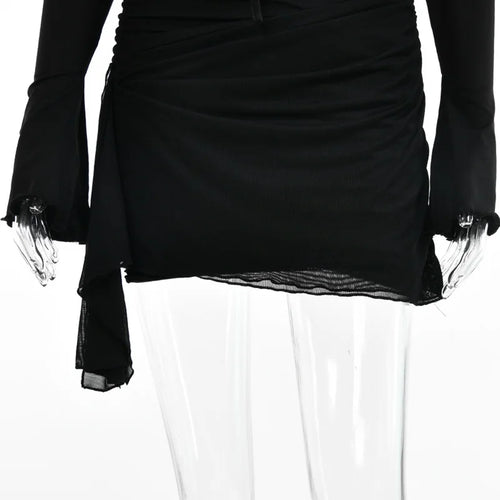 Load image into Gallery viewer, Hollow Out Spaghetti Strap Dresses Women Sexy High Waist Long Sleeve Party Outfits Solid Backless Black Fishbone Dress
