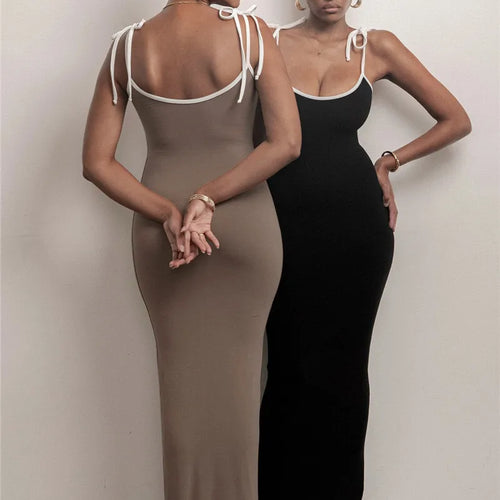 Load image into Gallery viewer, Spaghetti Strap Lace-up Sexy Maxi Dress For Women Gown Fashion Sleeveless Backless Bodycon Evening Sexy Long Dress
