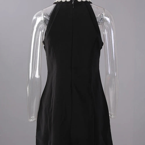 Load image into Gallery viewer, Women Black Rhinestones Spliced Elegant Slim Vest Dress New Round Neck Sleeveless Fashion Tide Spring Summer 2025 CPG2981
