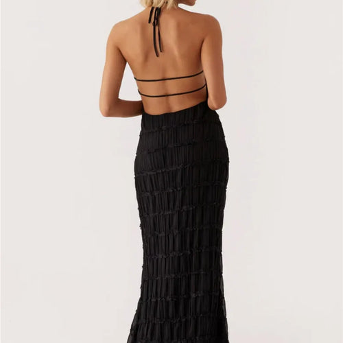Load image into Gallery viewer, Halter Backless Sexy Maxi Dress For Women Spring Summer New Lace-up Sleeveless Pleated Beach Holiday Long Dress Elegant
