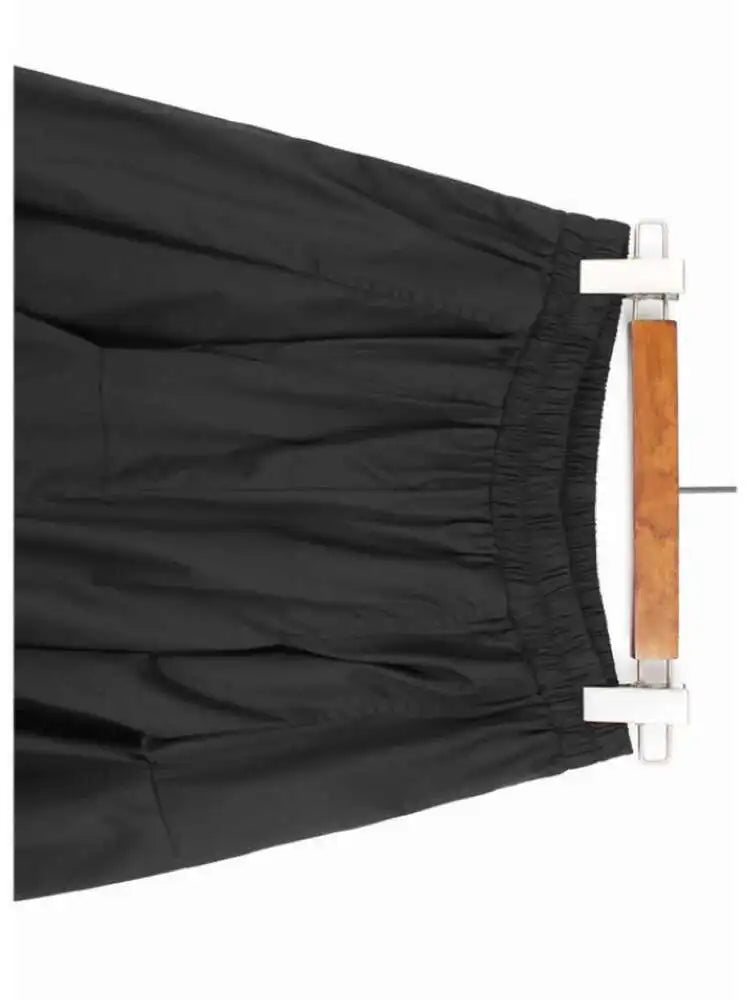 High Elastic Waist Black Irregular Pleated Casual Midi Half-body Skirt Women Fashion Tide New Spring Autumn 2025 1DJ0124