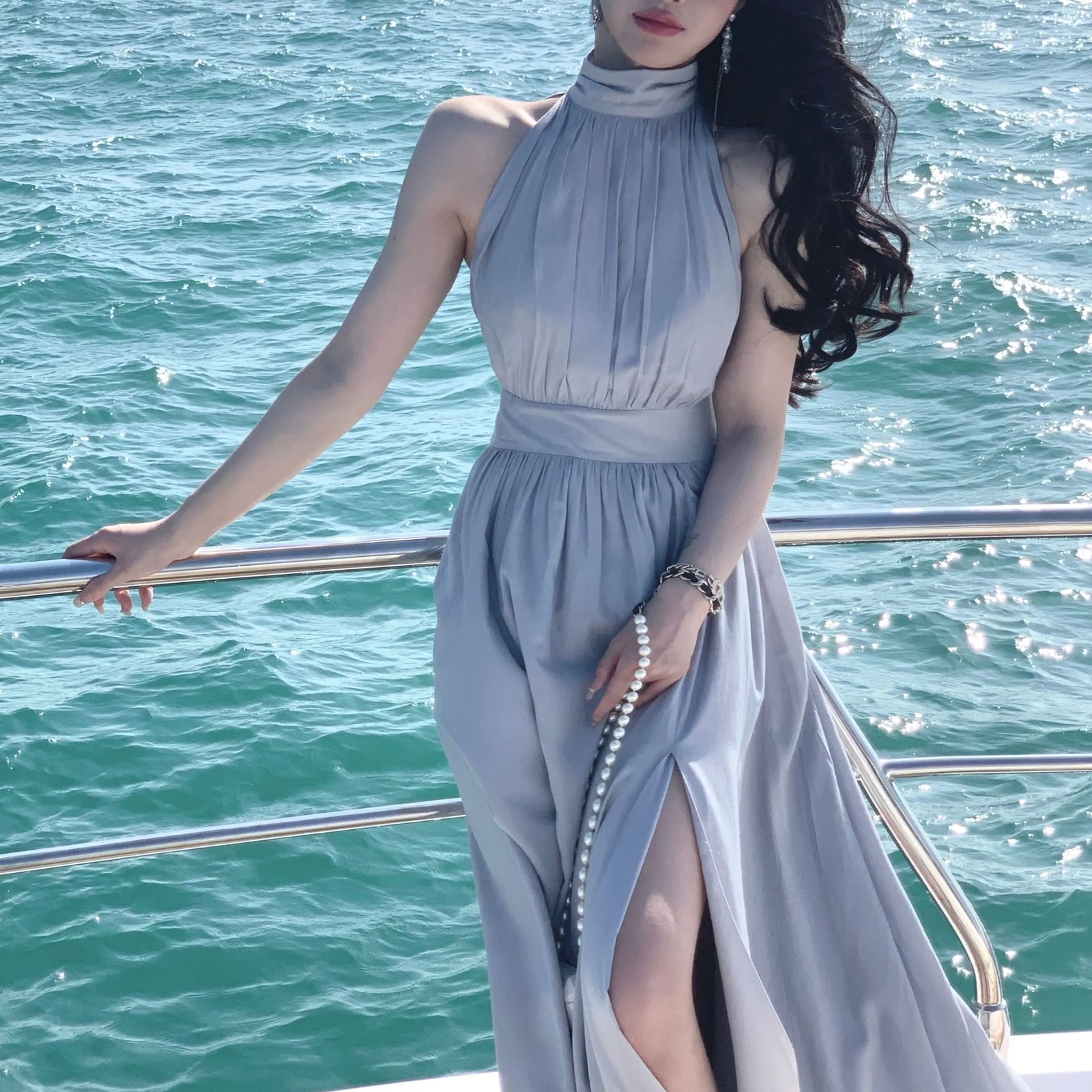 Women's French Elegant Midi Dress Fashion Fairy Pleated Party Prom Evening One Piece Clothes