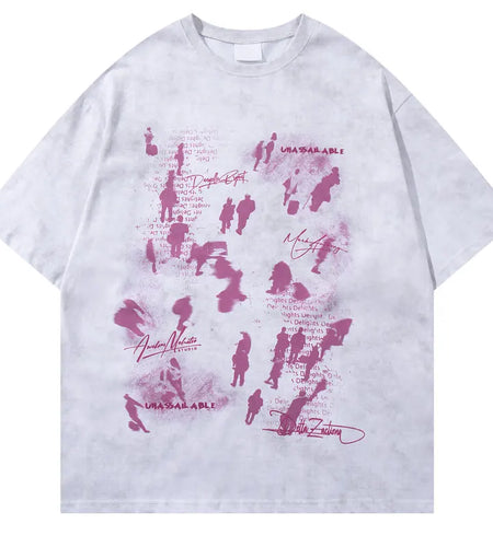 Vintage T-Shirt Y2K Grunge Shadow Graphic Printed Tshirt Streetwear Men Hip Hop Harajuku Punk Gothic Baggy Summer Casual Top Tee