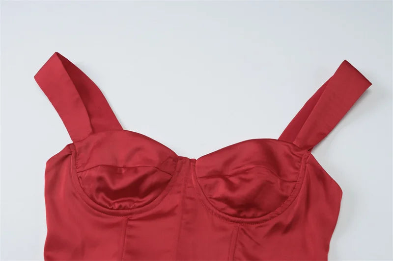 Red Backless Sexy Mini Dress Women Summer New Sleeveless Backless High Waist A-line Club Party Elegant Dress 2025