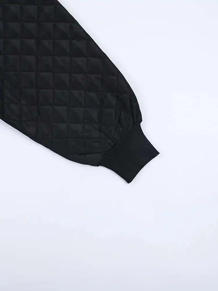 Women Black Cotton-padded Ruffles Dress New Turtleneck Long Sleeve Loose Fit Fashion Tide Autumn Winter 2025 1M9310