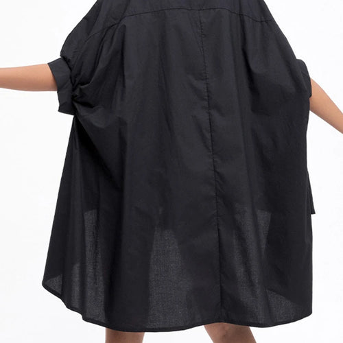 Load image into Gallery viewer, Women White Irregular Big Size Blouse New Lapel Half Sleeve Loose Fit Shirt Fashion Tide Spring Autumn 2025 1DD2323
