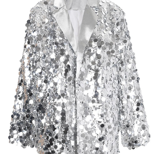 Load image into Gallery viewer, Black Sequins Shining Big Size Casual Jacket New Lapel Long Sleeve Women Coat Fashion Tide Spring Autumn 2025 CPG1020
