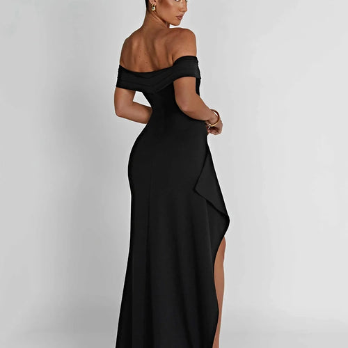 Load image into Gallery viewer, Elegant Off-shoulder High Split Maxi Dress Women Fashion Strapless Sleeveless Backless Bodycon Club Party Sexy Dress
