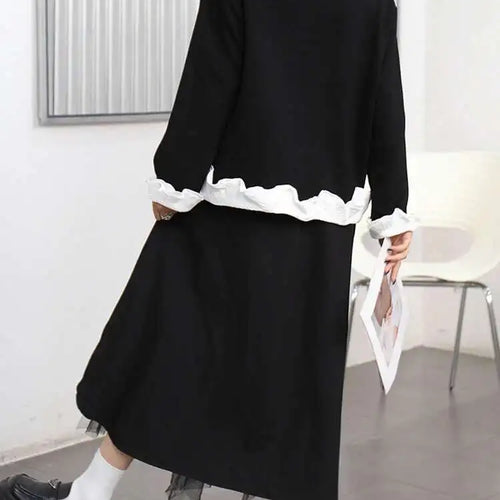 Load image into Gallery viewer, High Elastic Waist Black Mesh Irregular Spliced A-line Half-body Skirt Women Fashion Tide New Spring Autumn 2025 1DJ0611

