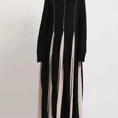 Load image into Gallery viewer, Women Black White Contrast Color Long Dress New Turtleneck Long Sleeve Loose Fit Fashion Tide Autumn Winter 2025  1DD2153
