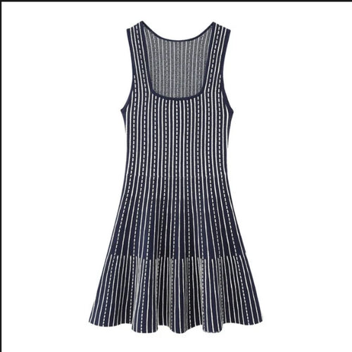 Load image into Gallery viewer, Korean Fashion Summer Striped Elegant Square Neck Slim Vest Short Dresses For Women Sleeveless Sexy Mini Dress 2025 Casual Trend
