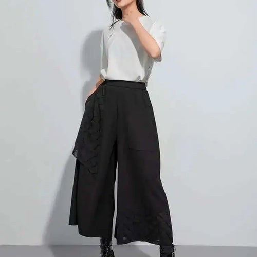 Load image into Gallery viewer, High Elastic Waist Black Irregular Spliced Wide Leg Pants New Trousers Women Fashion Tide Spring Autumn 2025 1DH5074
