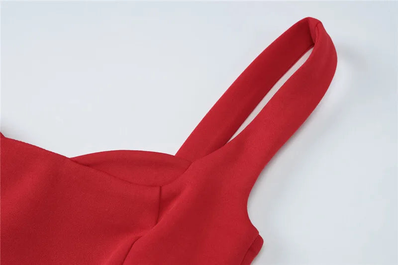 Spaghetti Strap Backless Sexy Mini Dress For Women Robe Solid Sleeveless High Waist A-line Pleated Club Party Dress