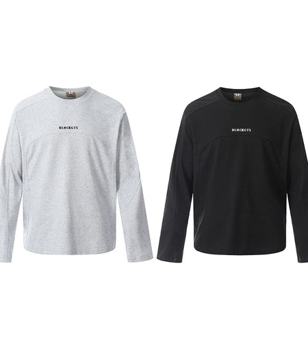 Men's T-shirts New Summer Embroidered Letter Splicing Casual Stylish Long Sleeve T-shirt Round Collar Trendy Top 9W1763