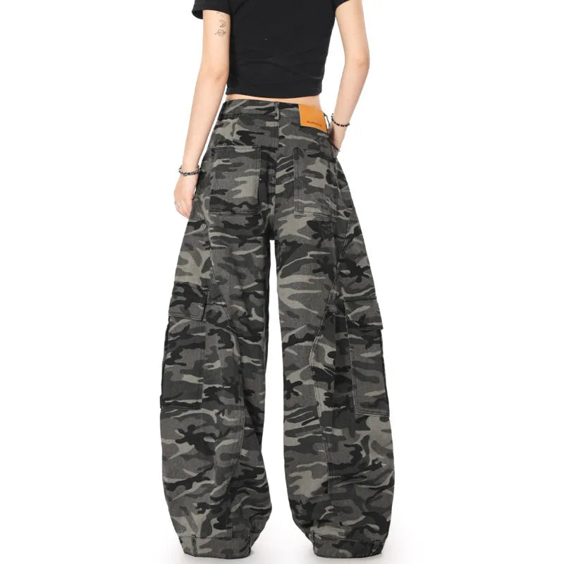 Men's Cargo Pants New American Straight Wide Leg Chic Curved Knife Stylish High Street Male Casual Summer Bottoms 9W1923