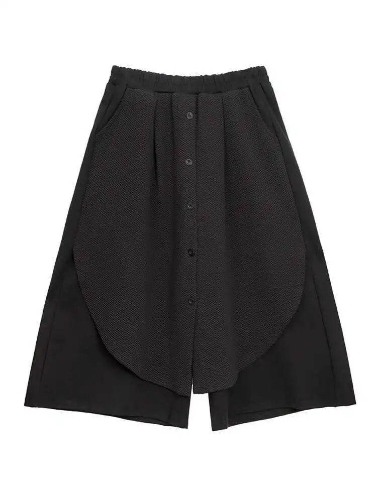 High Elastic Waist Black Irregular Wide Leg Pants New Loose Fit Trousers Women Fashion Tide Spring Autumn 2025 1DF4658