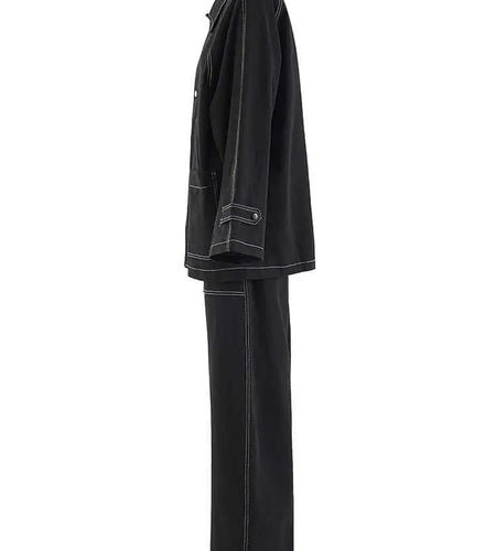 Big Size Denim Jacket Wide Leg Pants Two Piece Suit New Lapel Long Sleeve Women Fashion Tide Spring Autumn 2025 CPG2048