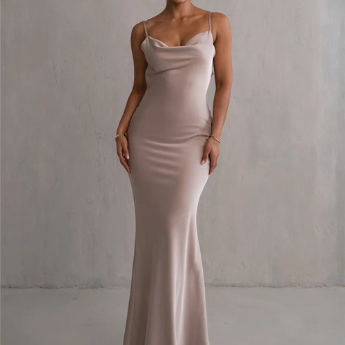 Load image into Gallery viewer, Floral Draped Backless Maxi Long Dress For Women Fashion Spaghetti Strap Sleeveless Bodycon Evening Party Dress Elegant
