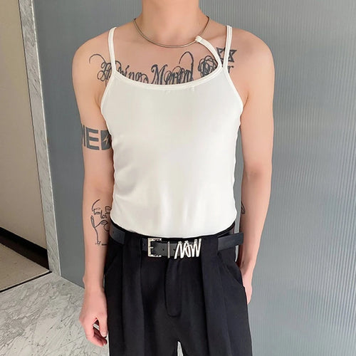 Load image into Gallery viewer, Summer Trendy Men Vest Metal Necklace Design Tight Men&#39;s Tank Top Personalized Sexy Male Sleeveless T-shirt New 9C5947
