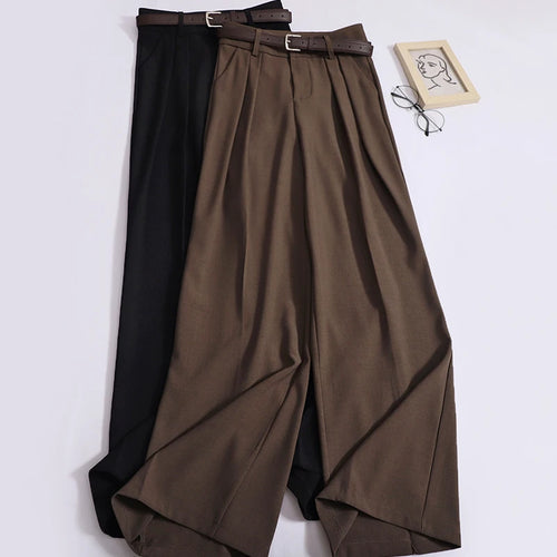 Load image into Gallery viewer, Spring Summer Solid Casual Versatile Long Pants Women's High Waist Wide Leg Loose Pleated Trousers Simplicity Streetwear popular
