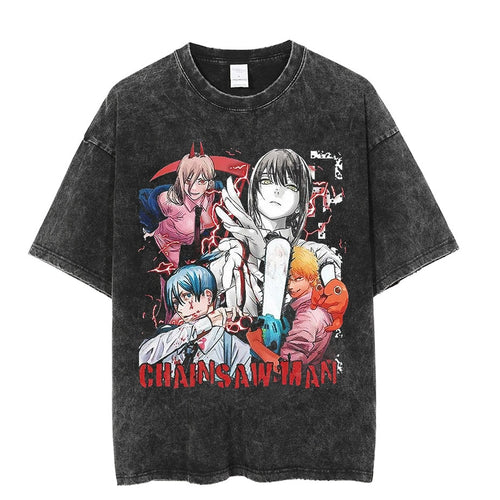 Load image into Gallery viewer, Vintage Washed Tshirts Anime T Shirt Harajuku Oversize Tee Cotton fashion Streetwear unisex top Medusa
