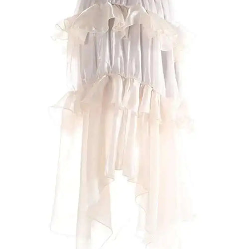 Load image into Gallery viewer, High Elastic Waist Brown Organza Glossy Ruffled Asymmetrical Half-body Skirt Women Fashion New Spring Autumn 2025 1DJ0073
