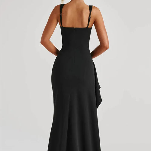 Load image into Gallery viewer, Black Backless Sexy Maxi Dress For Women Gown Spaghetti Strap Sleeveless Thigh High Split Club Evening Long Dress
