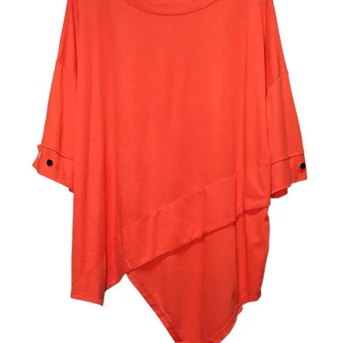 Load image into Gallery viewer, Women Black Irregular Hem Big Size Casual T-shirt New Round Neck Short Sleeve Fashion Tide Spring Summer 2025 1DJ0618
