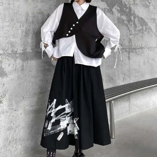 Load image into Gallery viewer, Big Size Vest Shirt Wide Leg Pants Three Piece Suit New Lapel Long Sleeve Women Fashion Tide Spring Autumn 2025 1DH5373
