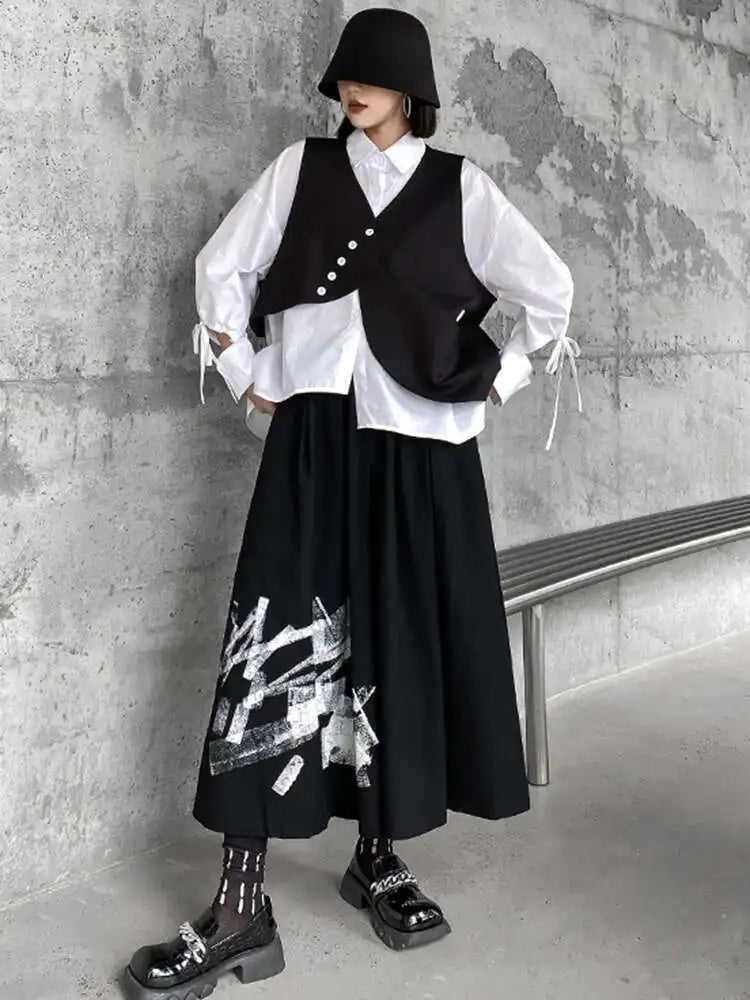 Big Size Vest Shirt Wide Leg Pants Three Piece Suit New Lapel Long Sleeve Women Fashion Tide Spring Autumn 2025 1DH5373