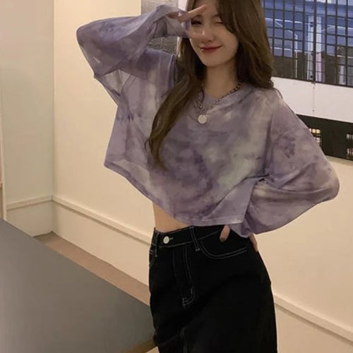 Load image into Gallery viewer, T-Shirts Women Tie Dye Casual Trendy Elegant Sun-proof Sexy Ladies Tees Teens Sheer Tops Summer Hot Selling Beach Simple Cozy
